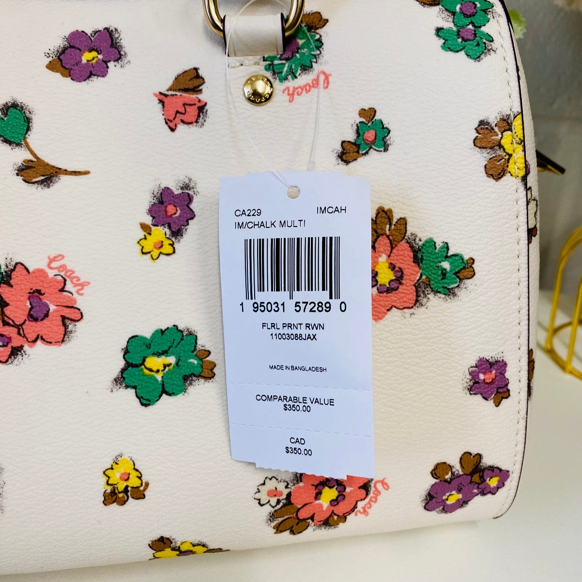 Coach CA229 Rowan Satchel With Spaced Floral Field Print In Gold/Chalk Multi Coach CA229 Rowan Satchel With Spaced Floral Field Print In Gold/Chalk Multi